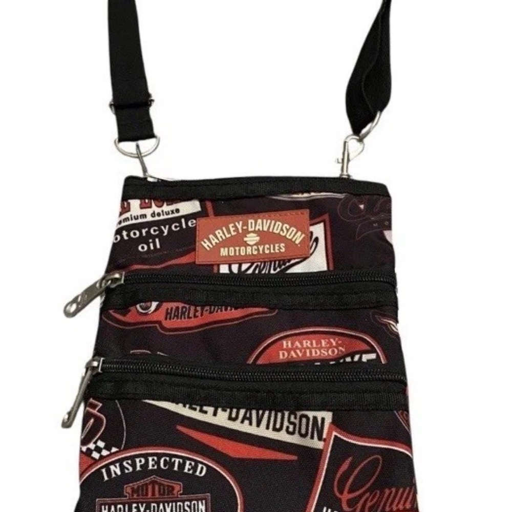 Harley-Davidson HD Nylon Triple Compartment‎ Zippered Crossbody Bag